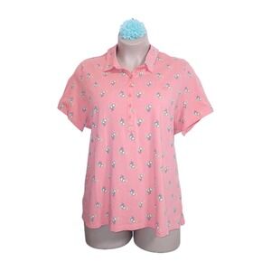 Gloria Vanderbilt Women Polo Shirt Top 2X Coral Margarita Wine Cocktail Novelty